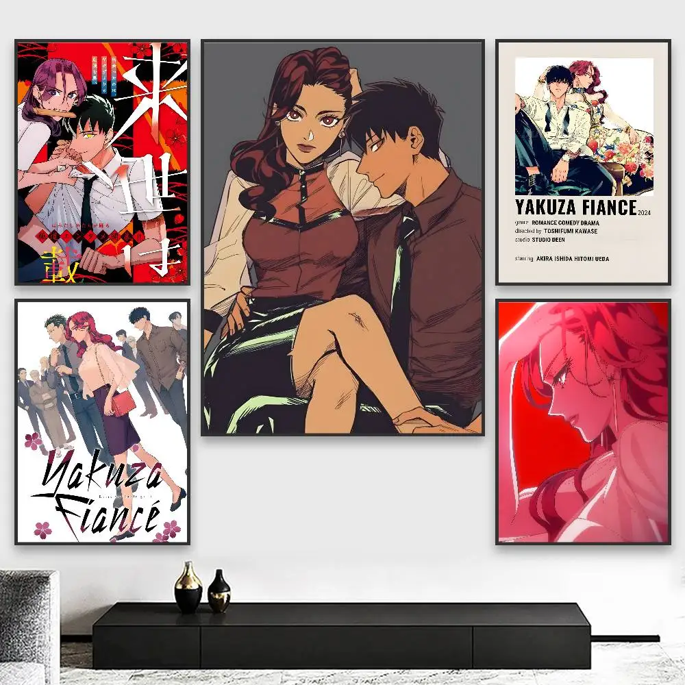 Anime Y-Yakuza Verlobte Poster HD Kunst klebrige Wand wasserdicht Zuhause Wohnzimmer Schlafzimmer Bar ästhetische Dekoration