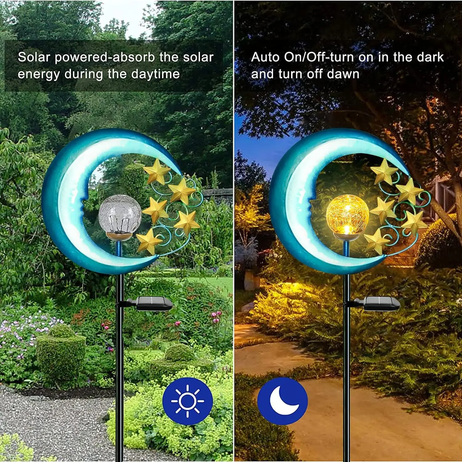 Solar Outdoor Garden Lights Solar Powered Pathway Lights Outdoor Decorative Lights IP65 Crackle Glass Globe Led Landscape Lights