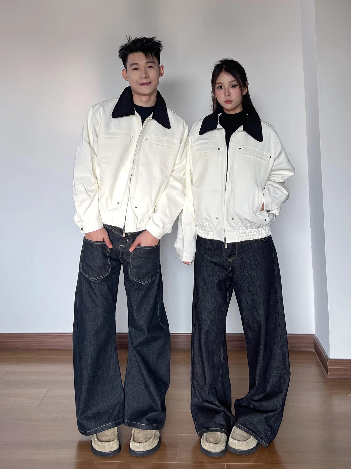 

White Barn Sle Workwear Jaet Men's ort ape Outerwear High Street Trend Cleanfit Autumn Faion Youth Casual Zipper