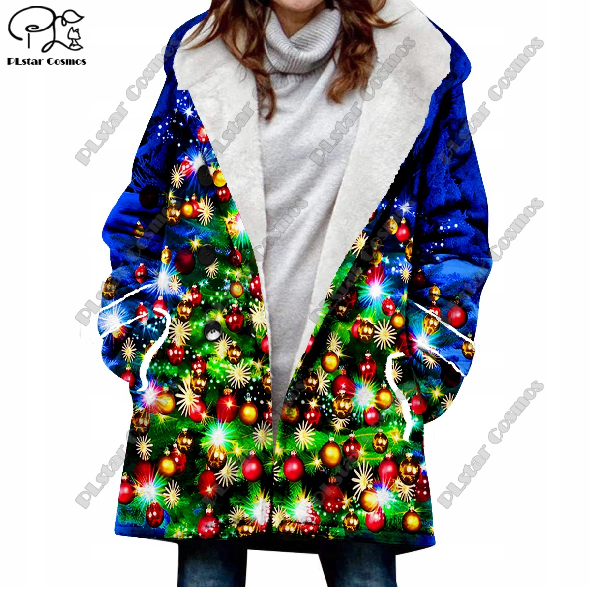 3D Printed Christmas Snowman Pattern Printed Hooded Fleece Jacket Warm Women's Jacket Winter Casual Gift Series New Style