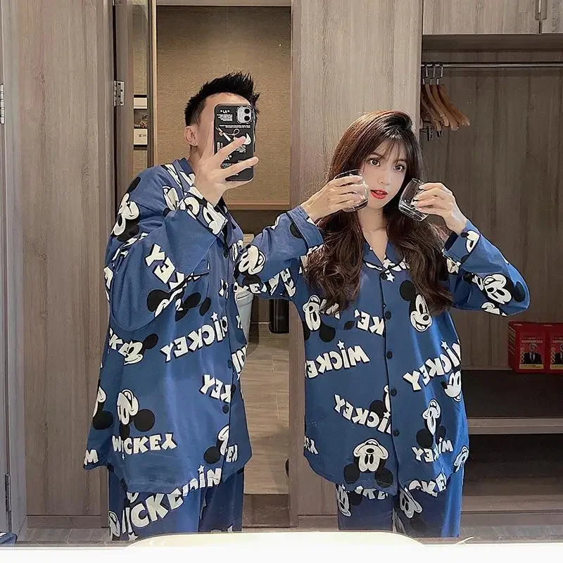 Disney Mickey autumn new couple pajamas cartoon Mickey Mouse long-sleeved fashion animation loungewear suit