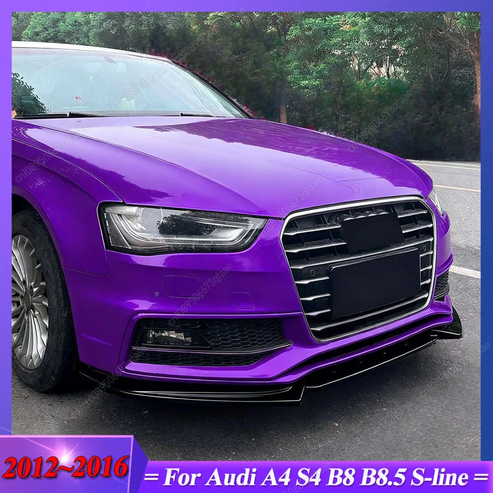

For Audi A4 S4 B8 B8.5 S-line 2012-2016 Gloss Black Car Front Bumper Lip Diffuser Splitter Spoiler Maxton Style Bodykits Tuning