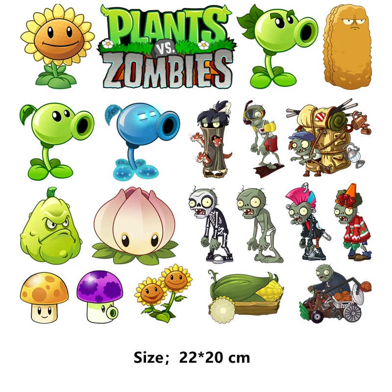 Cartoon Plants Vs Zombie Game Clothing patches DIY children printing for clothes iron on transfer stripes appliques