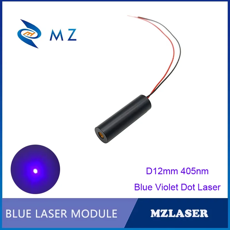 Blaues violettes Punktlaserdiodenmodul, heißer Verkauf, kompakt, Mini, D12 mm, 405 nm, 200 mW, 3 V, UV-Spot-Laser, Industriequalität