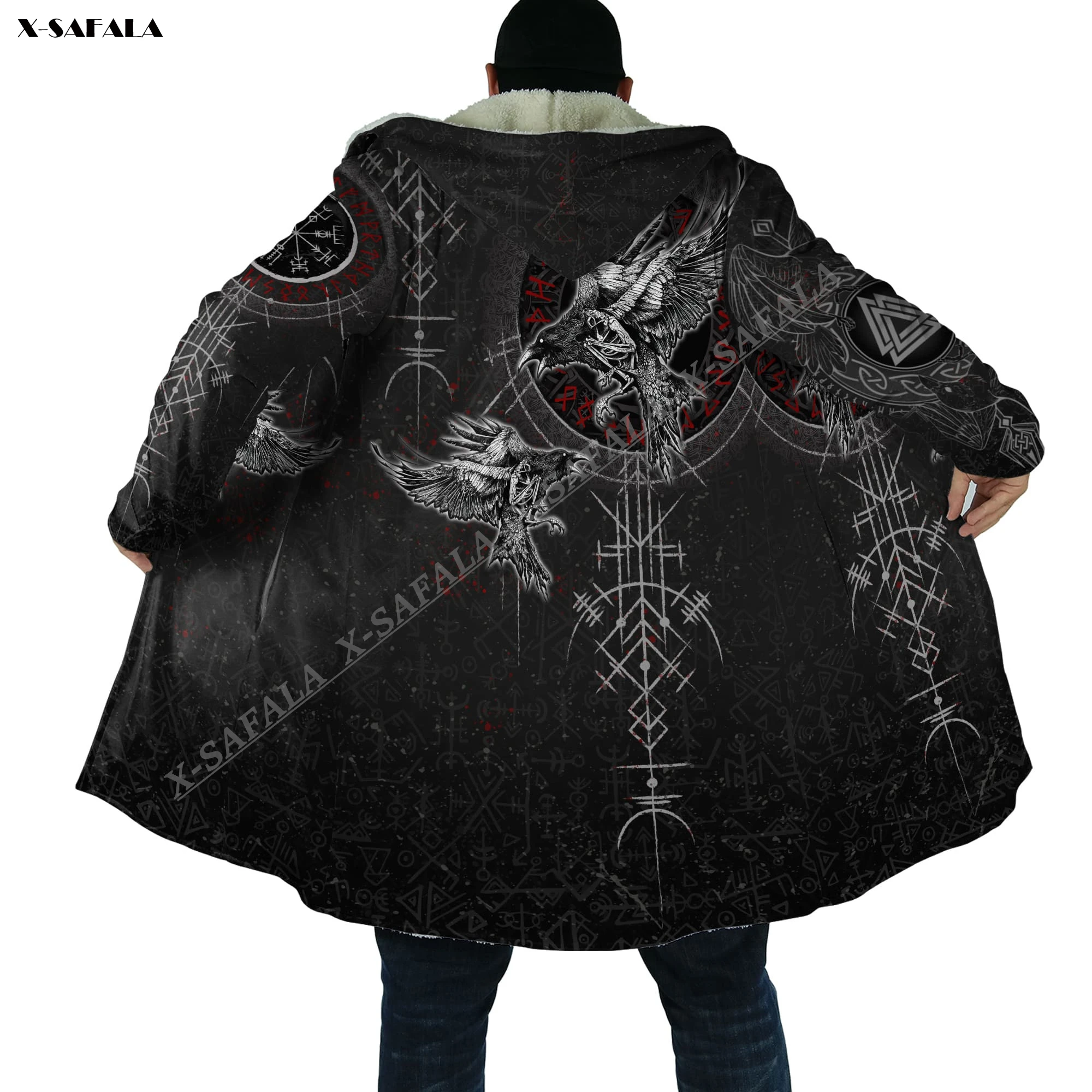 Couverture à capuche imprimée en 3D Huginn Raven Viking Tattoo pour hommes et femmes, Everak Optics, manteau chaud d'hiver, veste Smile Pullover