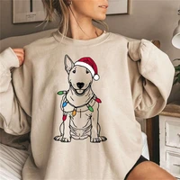 Sudadera navideña Bull Terrier, jersey para perro de vacaciones, moda informal, Sudadera con capucha térmica suave y cómoda para otoño e invierno