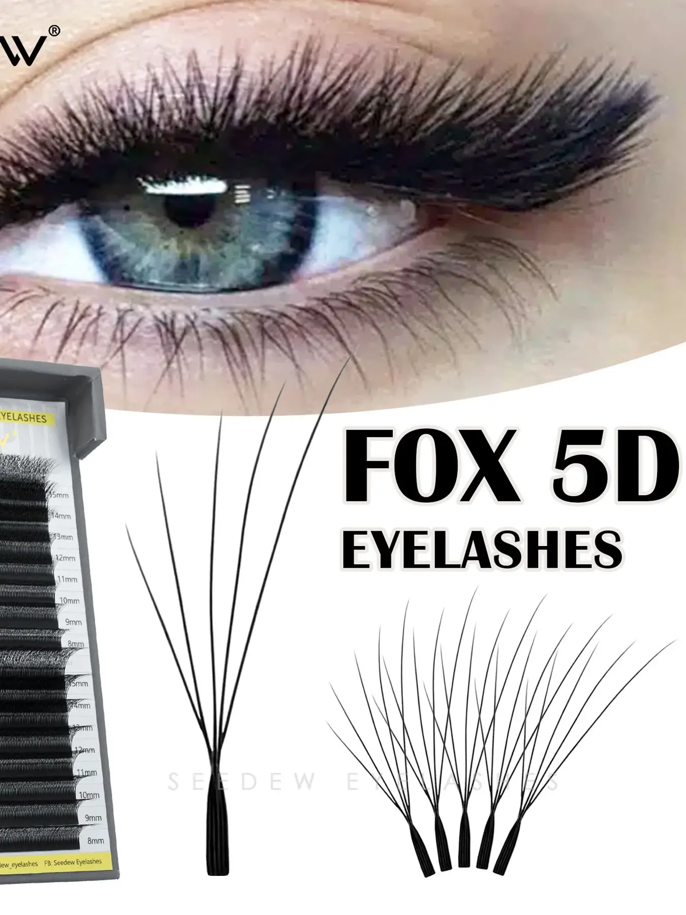 SEEDEW Fox 5D W-förmige Wimpernverlängerung Clover Air Serie Cat Eye Volume Fox Eye Lashes Schräge Fliegende Falsche Wimpern
