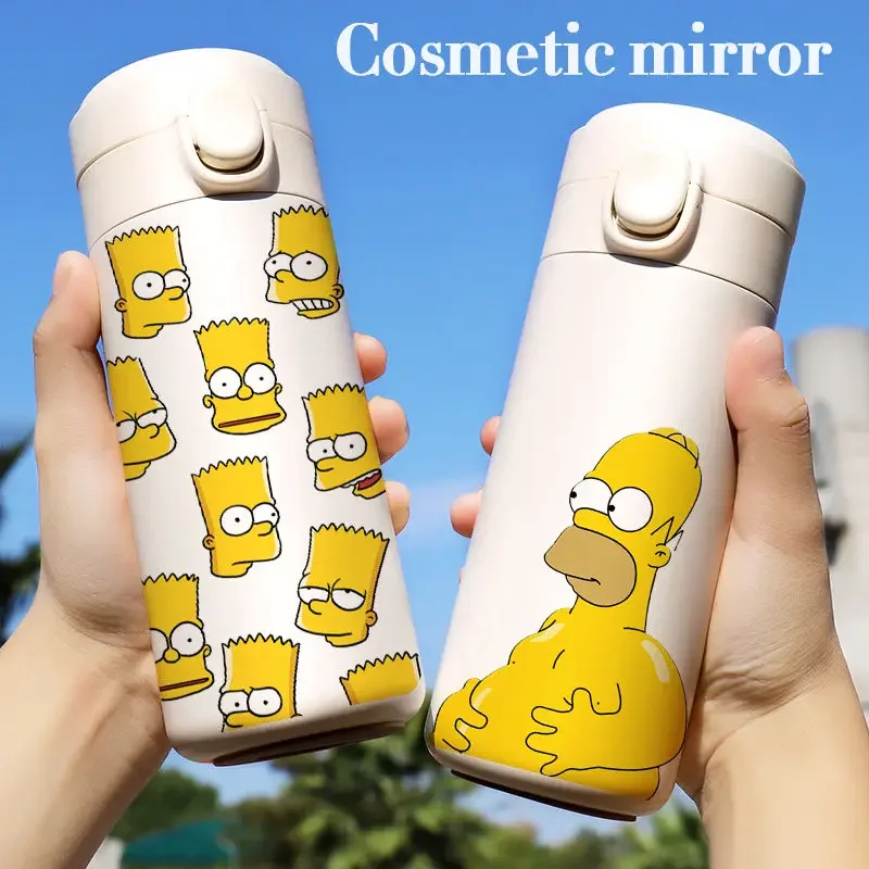 420ML The Simpsons Insulated Cup Cute Cartoon Large Capacity Compact Light Portable Water Cup Fashionable Stainless Steel Kettle