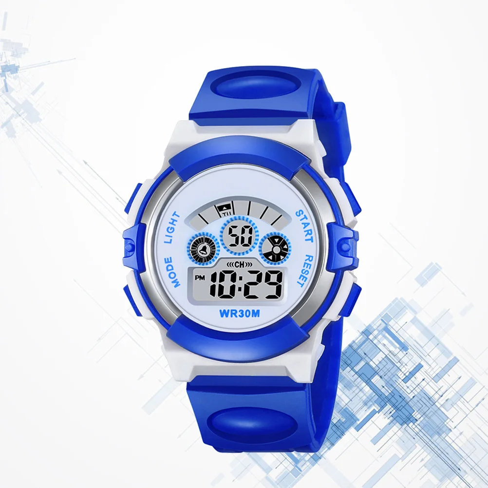 腕時計 防水 ブルー スポーツ腕時計 ユニセックス デジタル アナログ アラーム ストップウォッチ 腕時計