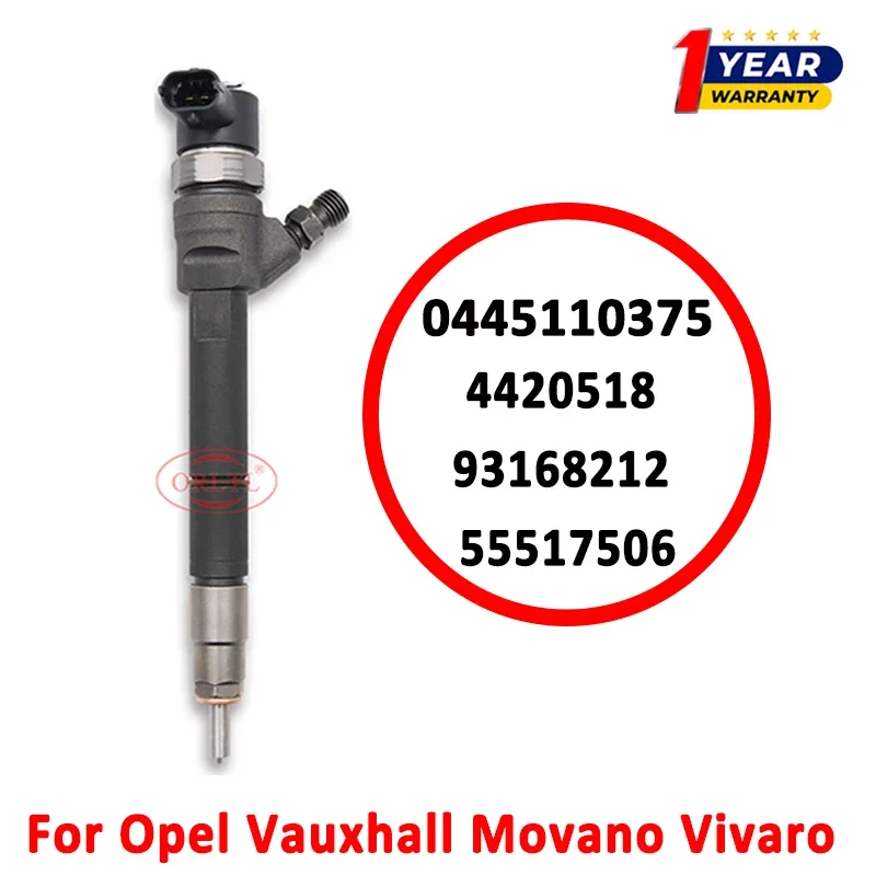 0445110375 Diesel Auto Fuel Injector Nozzle 4420518 93168212 95517506 For Opel Vauxhall 2.0D 2.3D
