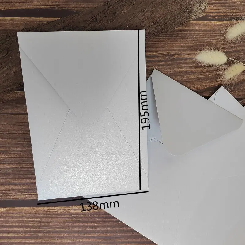 50X Elegant Vertical Invitation Envelope V-Flap Thick Pearl & Paper Matte Paper Custom Color Custom Wax Seal Custom Logo