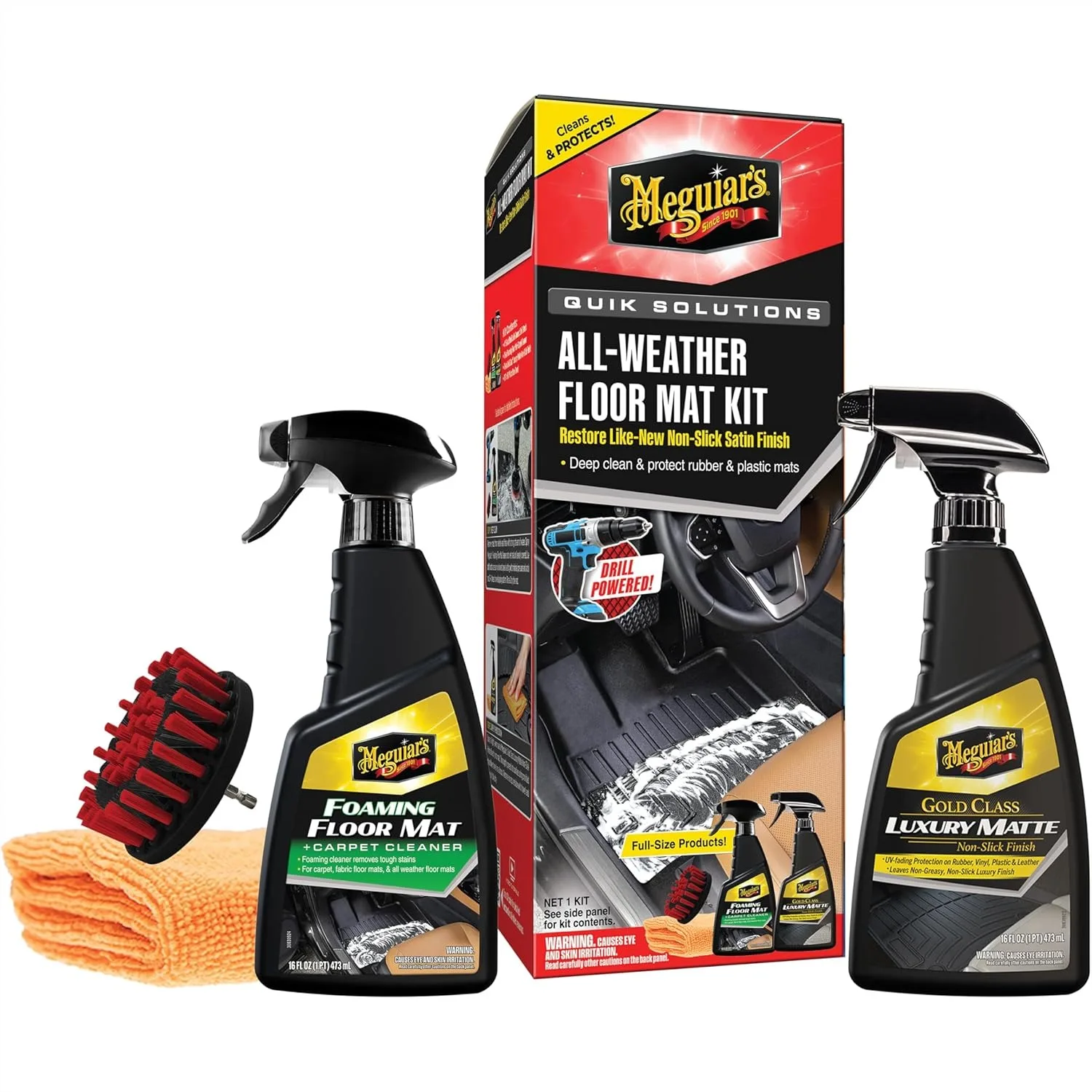 

All Weather Floor Mat Cleaner Kit With Drill Brush Attachment For Car Mat Protectant Non-Slick Finish