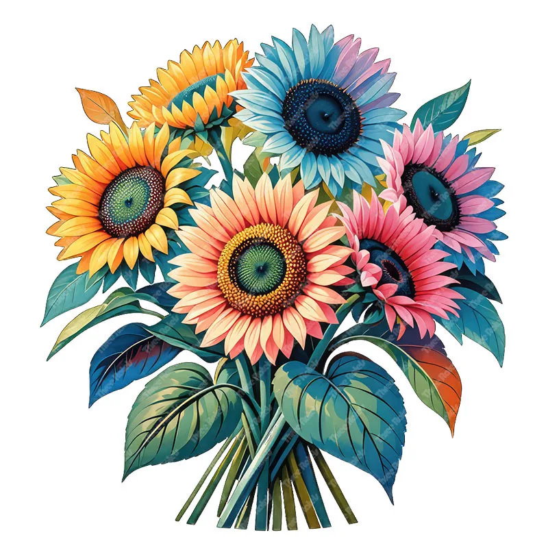 Three Ratels CD105 Colorful Sunflower Art Wall Stickers for Home Decoration Toilet decals Car Stickers view 3