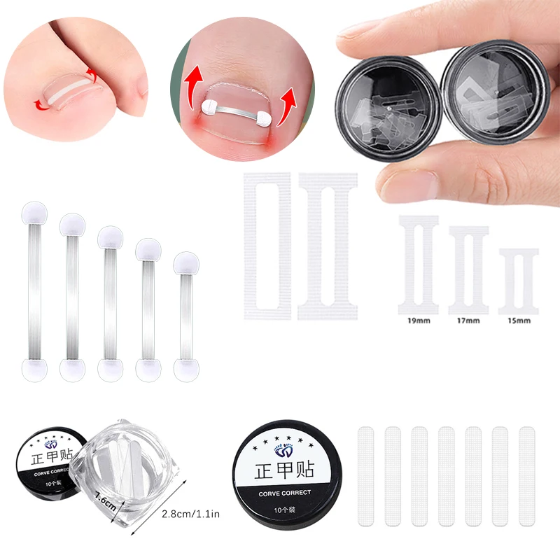 10pcs Ingrown Toenail Correction Tool Ingrown Toe Nail Treatment Elastic Patch Sticker Straightening Clip Brace Pedicure Tool