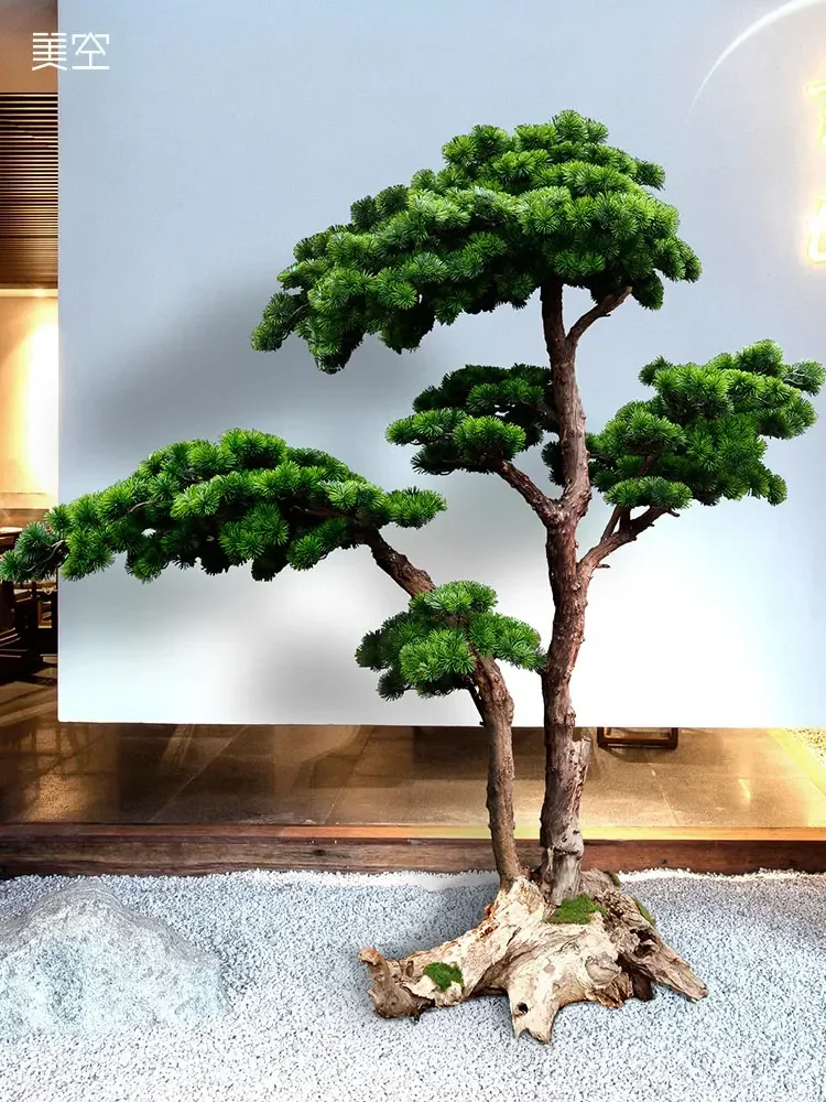 Solid Wood Beauty Pine Customized Floor Simulation Green Plant Decoration New Chinese Style