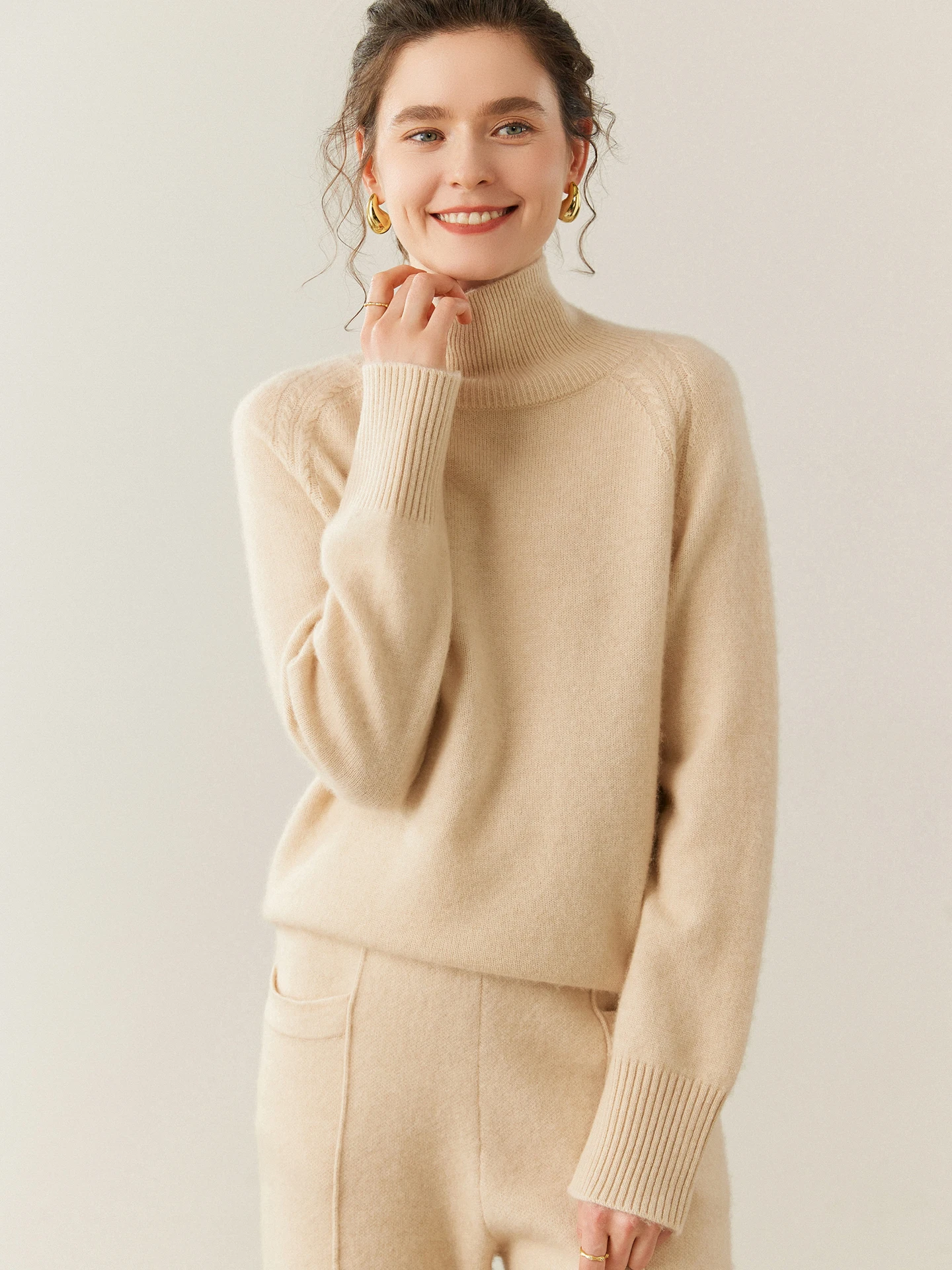 

Women 100% Cashmere Sweater Elegant Casual Autumn Winter Female Knitted Turtleneck Pullover Long Sleeve Clothes Tops lady Blouse