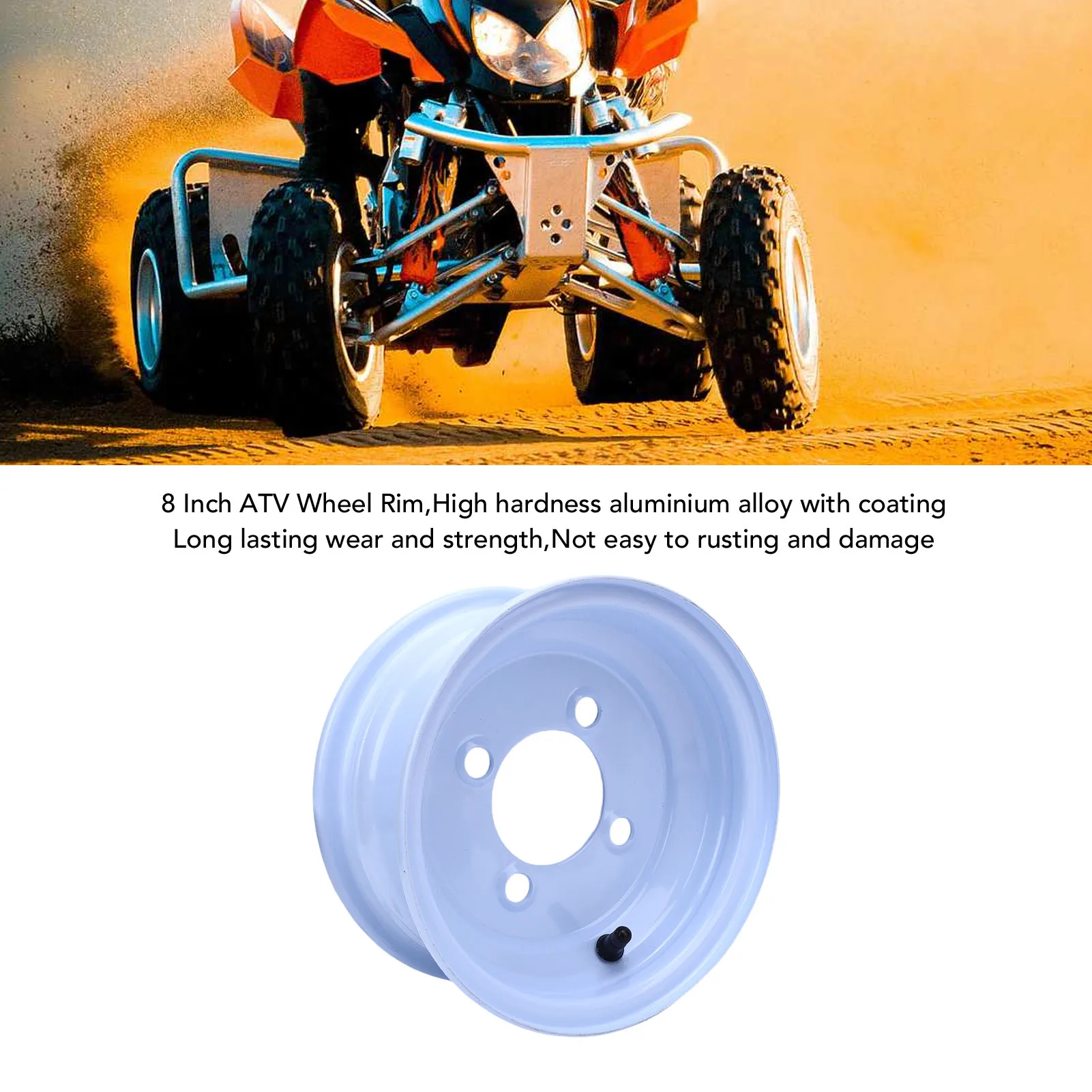 Velg Go Kart dengan Lapisan Anti Aus dan Cengkeraman yang Ditingkatkan 19X7-8, Velg ATV dengan Kekerasan Tinggi 4 Lubang untuk Sepeda Motor ATV, Sepeda Motor Trail, dan Mesin Pemotong Rumput