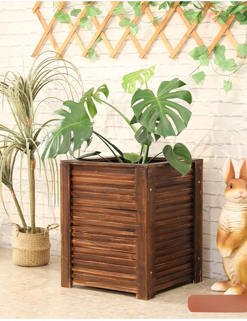 

Outdoor Courtyard Planting Box Large Flower Pot Outdoor Preservative Wood Wooden Flower Box Indoor Balcony