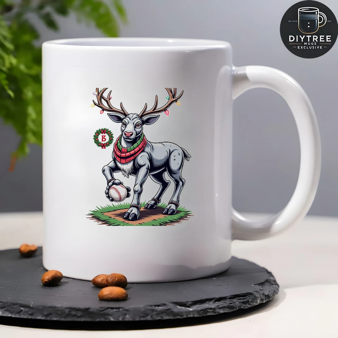 كارتون الرنة البيسبول القدح 11 أوقية هدية الكريسماس للأطفال كوب الأسرة مكتب فنجان القهوة هدية مخصصة شخصية #4