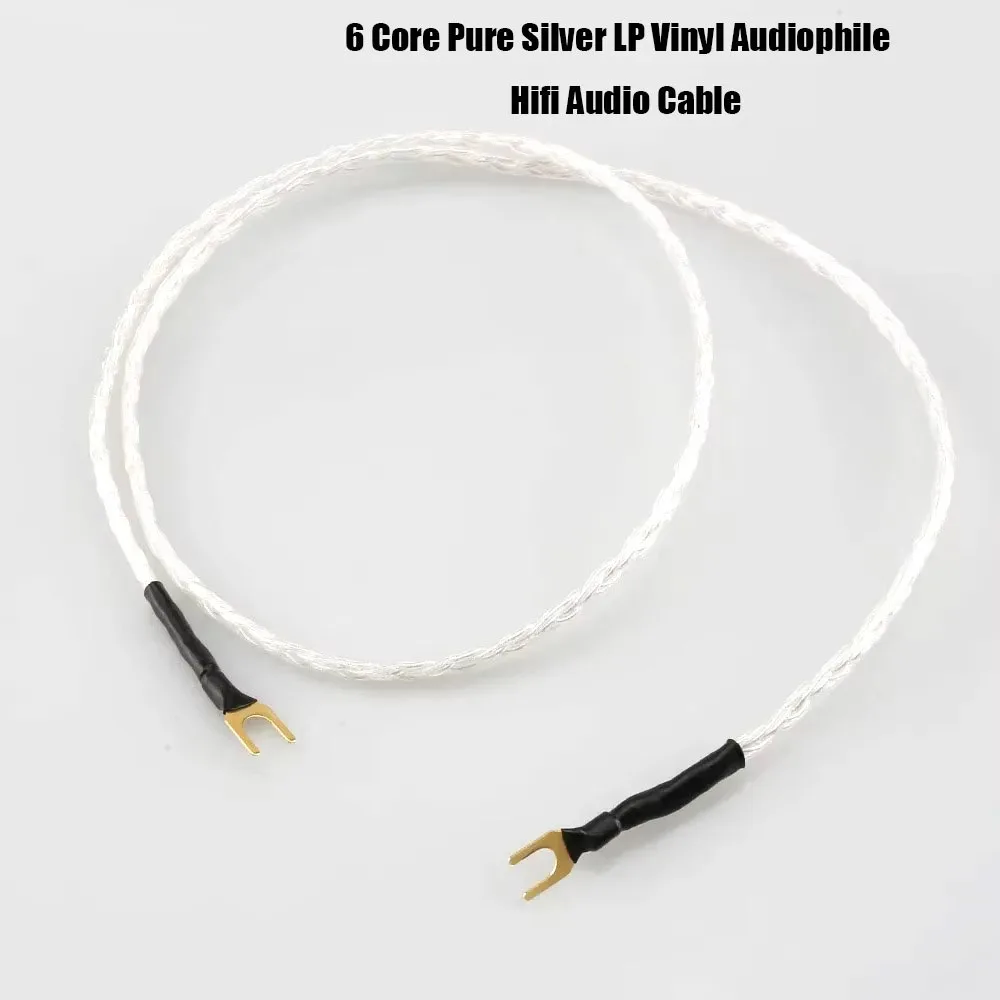 High Quality 6 Core Pure Silver LP Vinyl Audiophile Hifi Audio Cable Amplifier Ground Wire