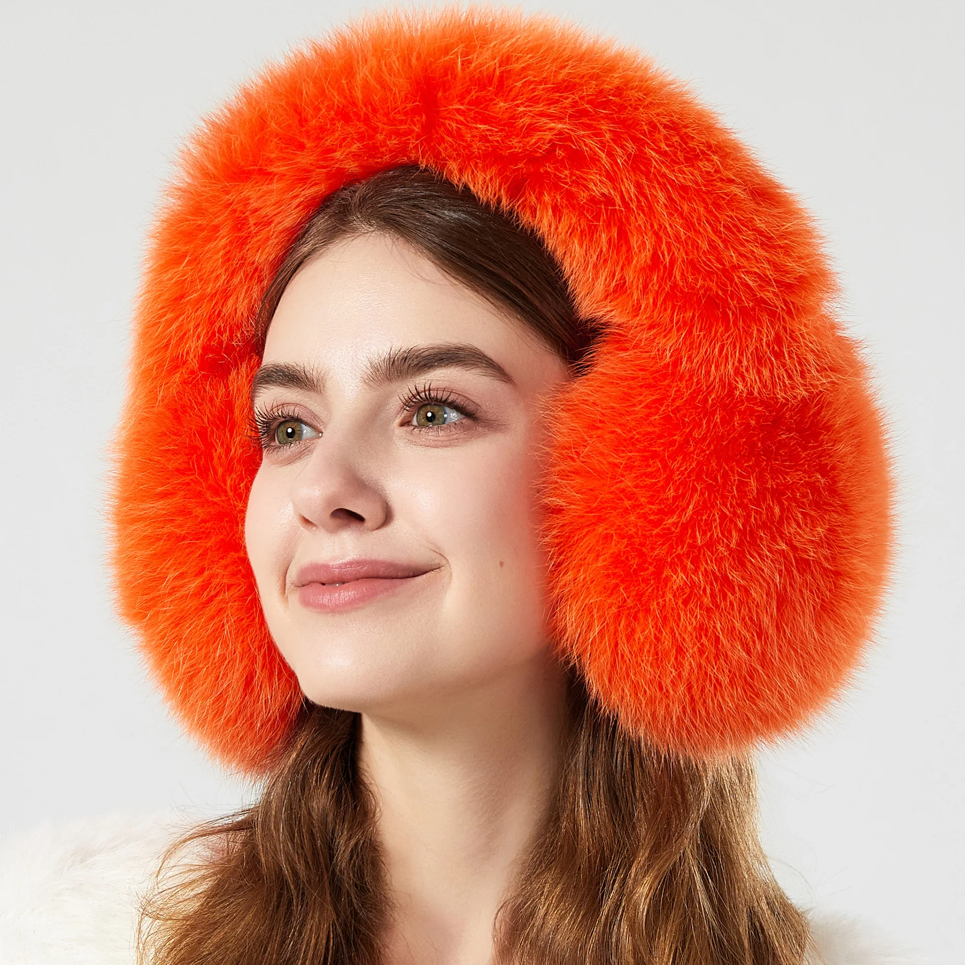 Women Winter Fluffy Real Fox Fur Ear Warmer Headband Multicolor Thick Plush Earmuffs Outdoor Windproof Cold Protection Fashion