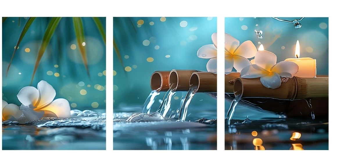 Home Bathroom Spa - 3 Pannelli Decorativi in Tela con