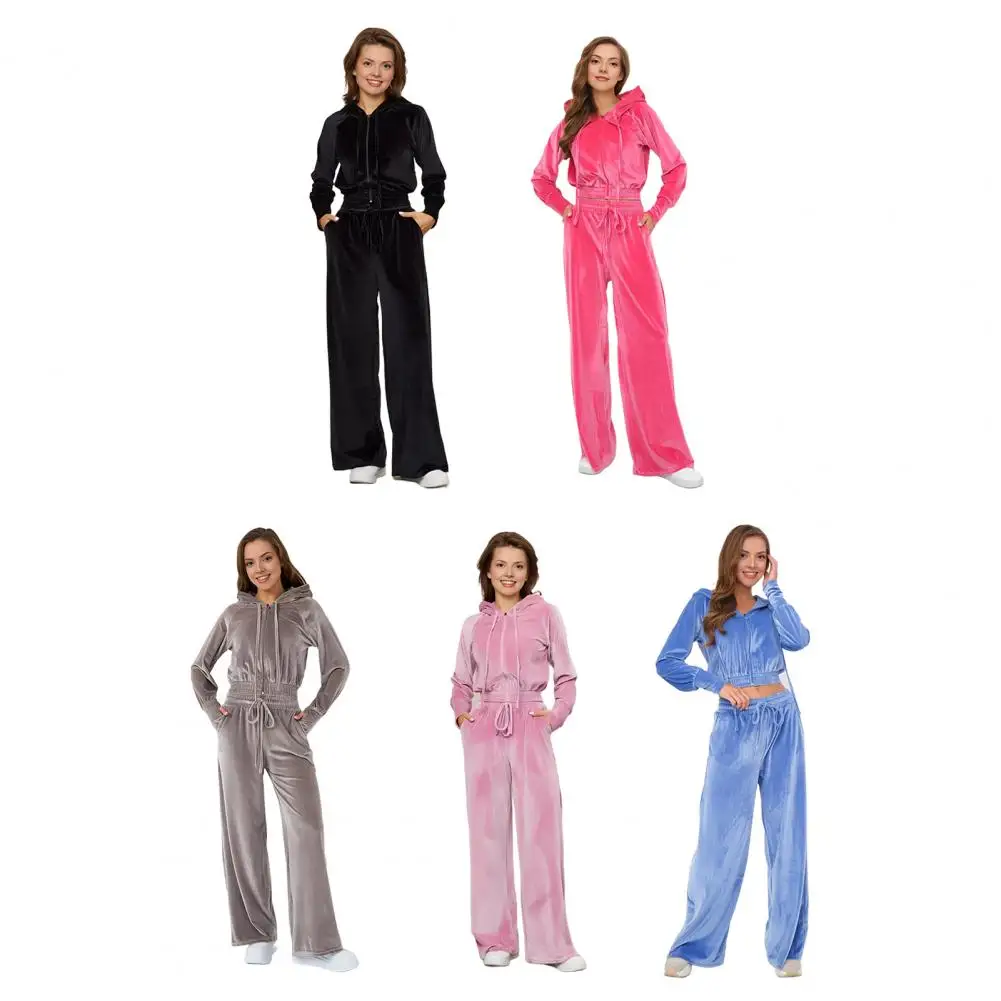 

Women Tracksuit Autumn Winter Fleece Two Piece Sets Elegant Solid Oversized Warm Hoodies+Long Pant Sports Suit Ensemble Femme