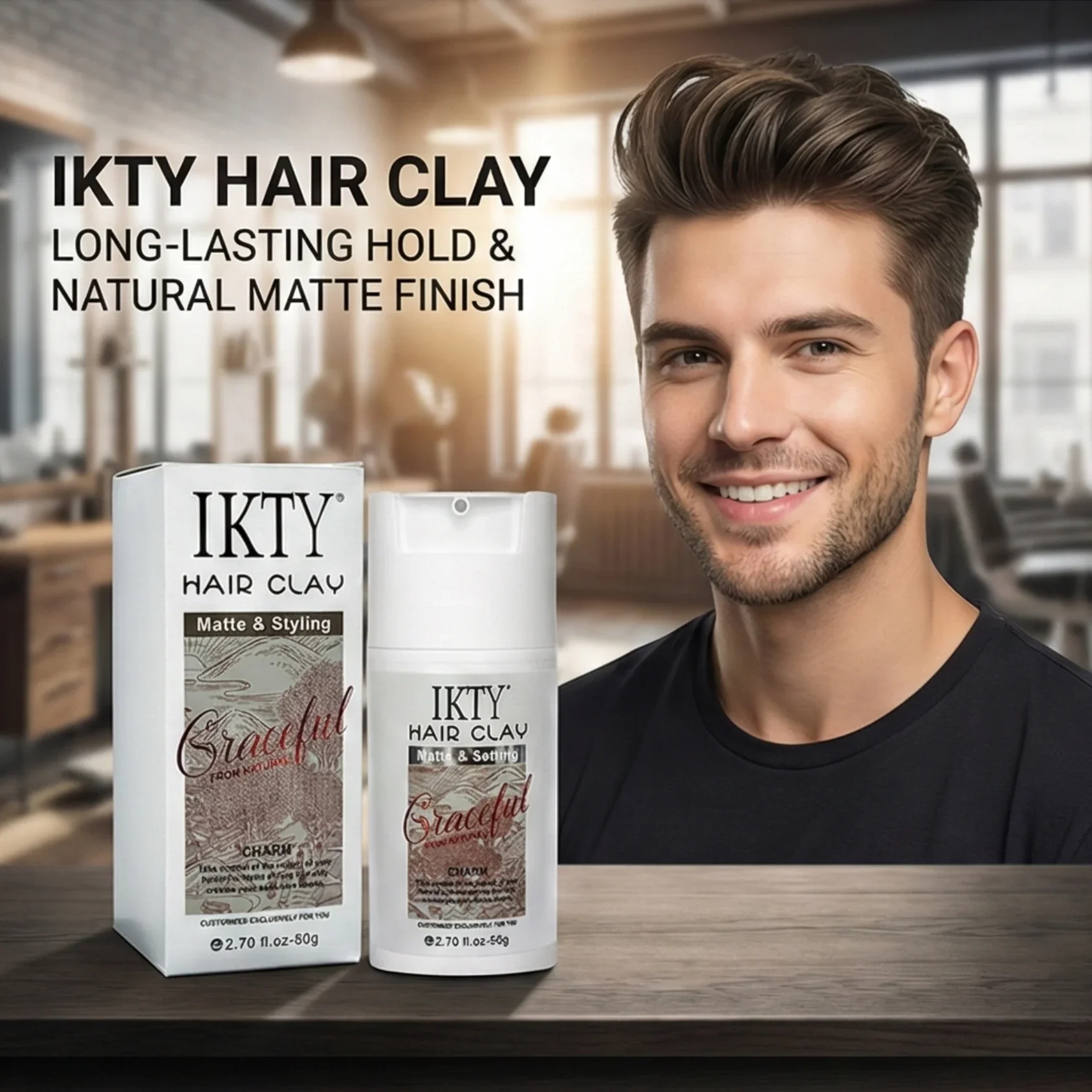 Herren-Haarwachs IKTY Langanhaltender Halt Natürlich Volumengebende Haarcreme Frischer Duft Styling-Gel Großhandel Herren-Haarstyling