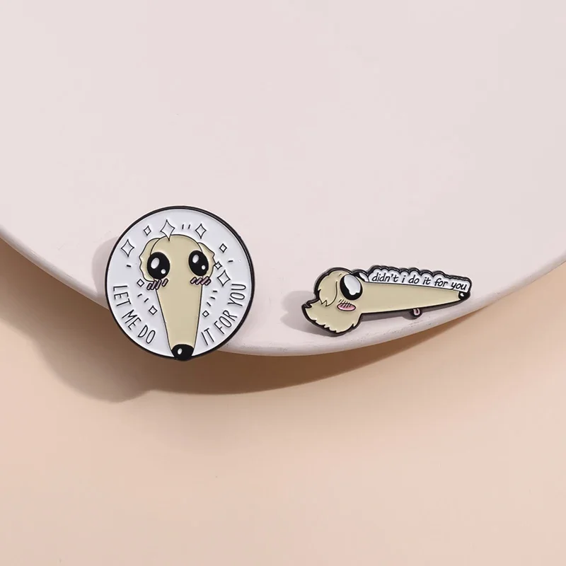 Borzoi Dog Enamel Pin For Backpack Clothes Let Me Do It For You Brooch Lapel Badge Decorative Collar Pin Cartoon Animal Jewelry