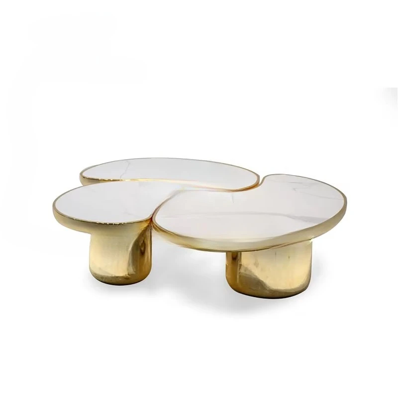 

Nordic luxury modern design living room sofa set irregular three-piece set coffee table metal material