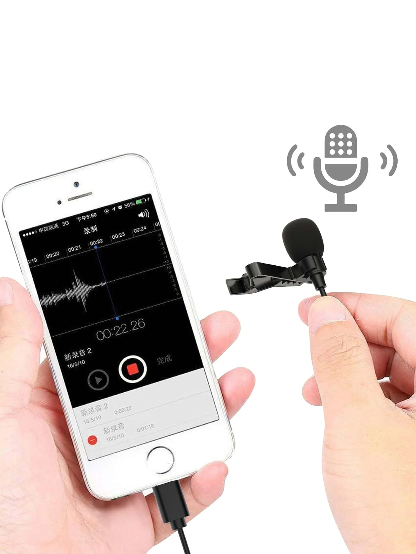 Mobile microphone for live recording, collar microphone, mini microphone for live streaming, sales, collar microphone, MINI micr