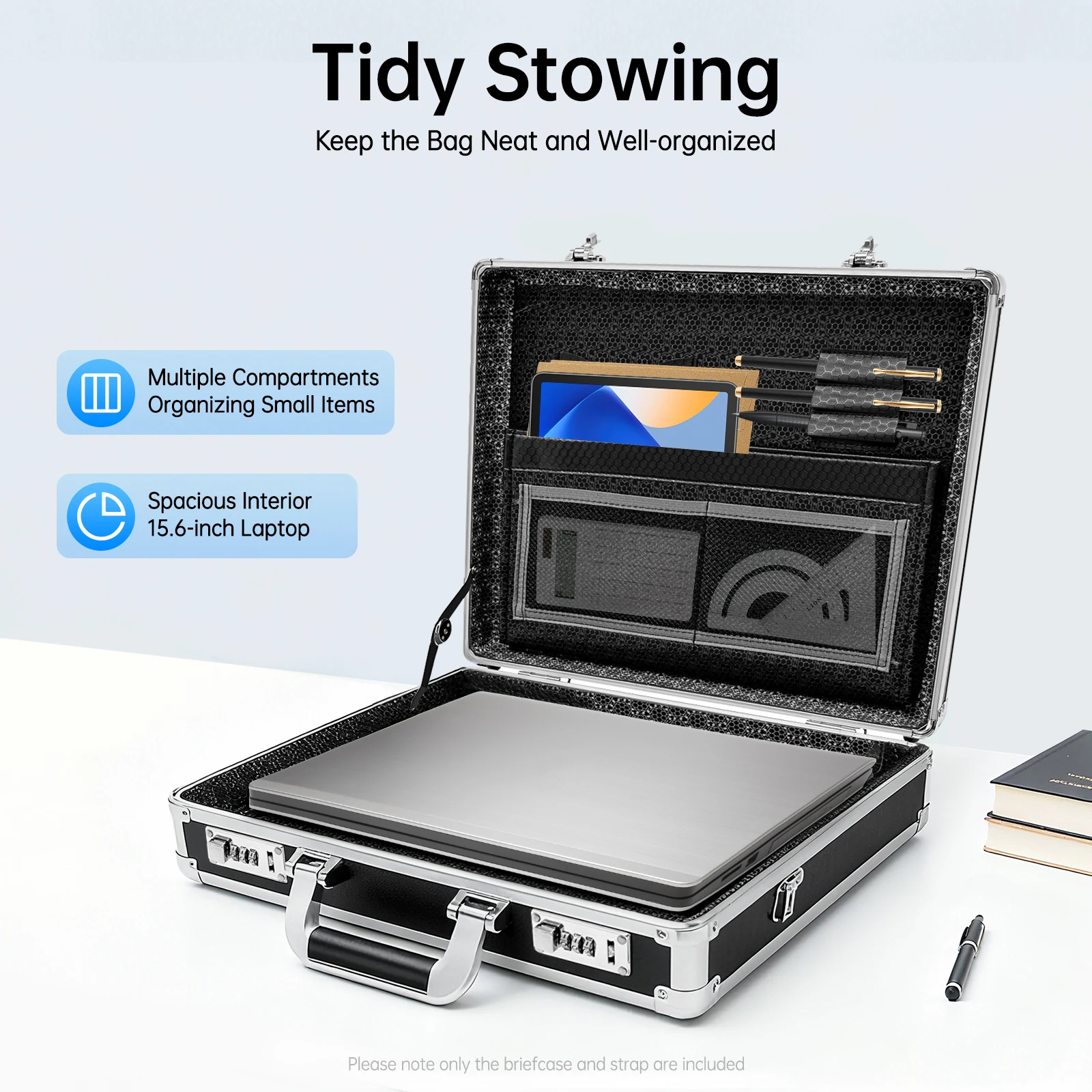 حقيبة ألومنيوم قفل حقيبة أمان صلبة مع أقفال مجمعة مزدوجة حقائب للرجال والنساء الأعمال