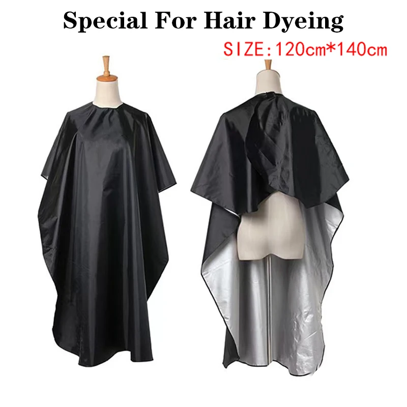 Black Custom Logo Barber Cape With Adjustable Hook Waterproof Hair Cutting Salon Cape Nylon Hairdresser Cape For Hair Cutting