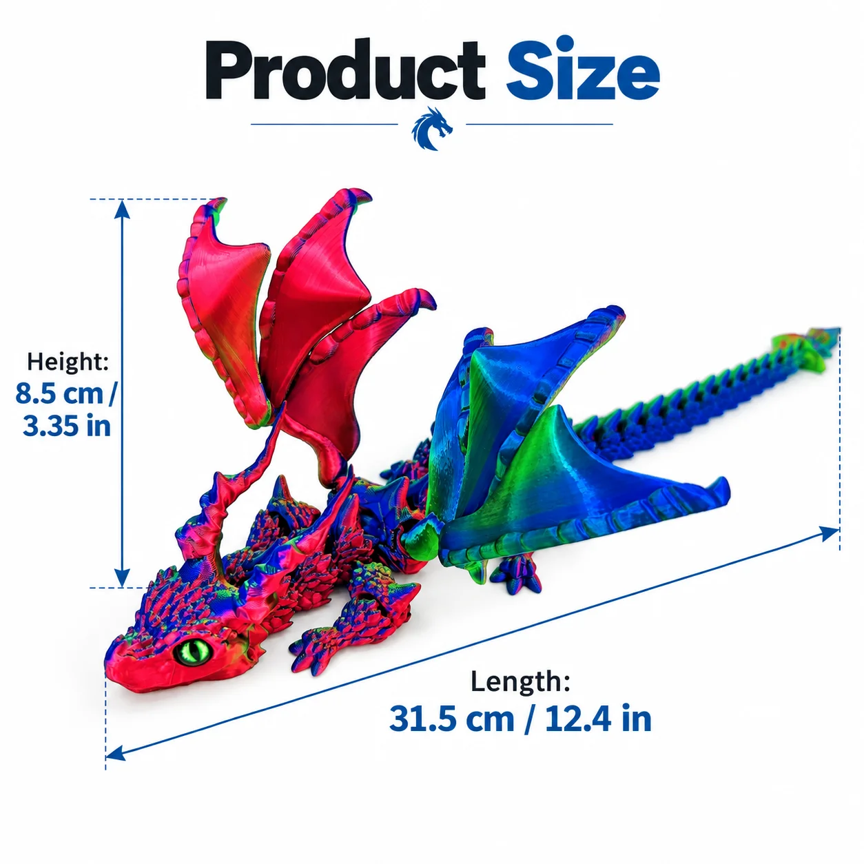 3D Printing Multi Color Gradient Cool Big Horn Flying Dragon Decoration StereoscopicStatue Ornament Exquisite Flying Dragon Gift