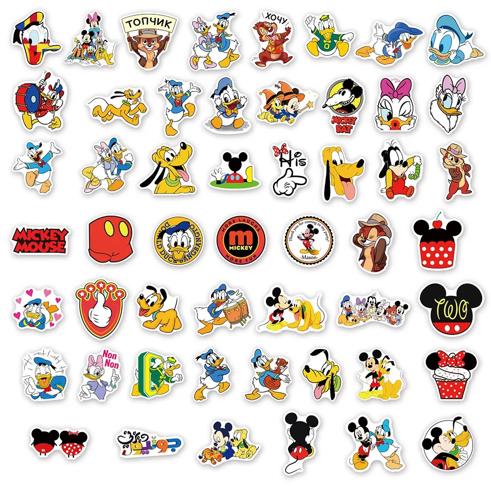 10/30/50pcs Disney Mickey Mouse Donald Duck Stickers Cute Cartoon Anime Decals Phone Skateboard Scrapbook Graffiti Sticker Decor