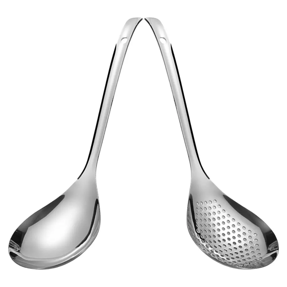 

2Pcs Stainless Steel Kitchen Strainer Spoon Thickened Large Diameter Skimmer Ladle Ergonomic Handle for Cooking Pasta Noodles