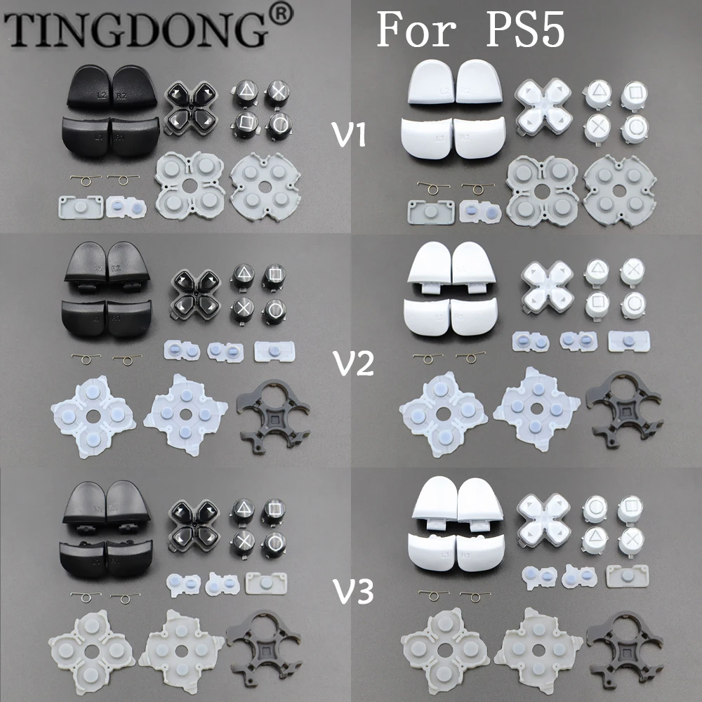 1 مجموعة ل PS5 V1 V2 V3 L1 R1 L2 R2 الزناد أزرار + منصات مطاطية موصل غمبد إصلاح جزء زر ومفتاح الزناد #1