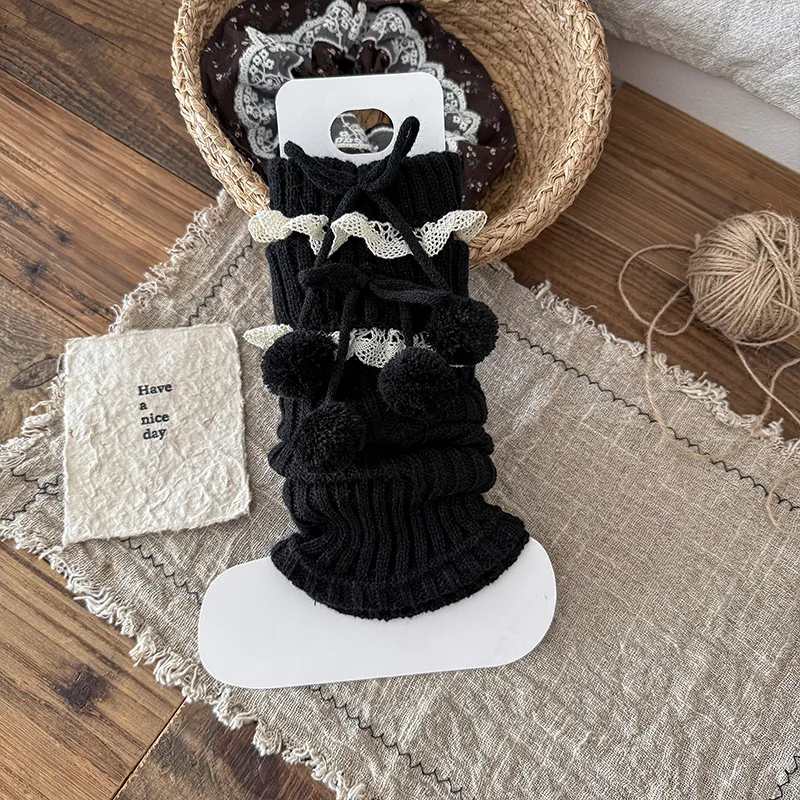 6 Pairs Cotton Long Sock Covers for Women Lolita Coffee Retro Autumn Winter Leg Warmers Woman Black White Leg Warmer Loose Socks