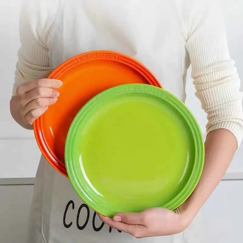 

Le Creuset High-End Cerc Steak Plate Dinnerware Di round ape French Sle Underglaze Color Support Diwaer Cleaning