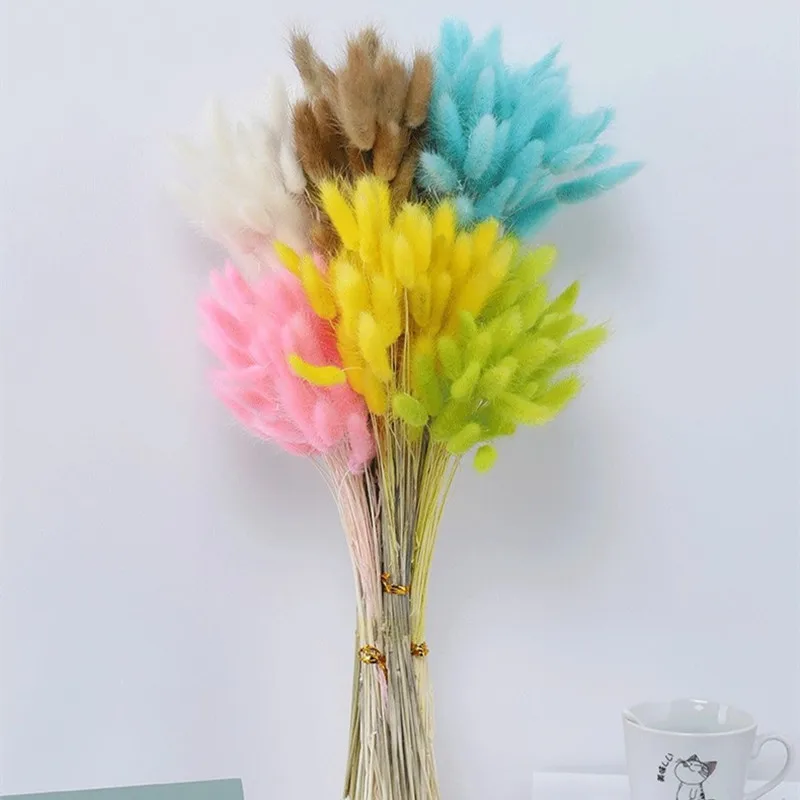 

35-40CM/60 PCS Natural Dried Flowers Rabbit Tail Grass Wedding Bouquet Home Mariage Accessoirres Decoration Pampas Grass