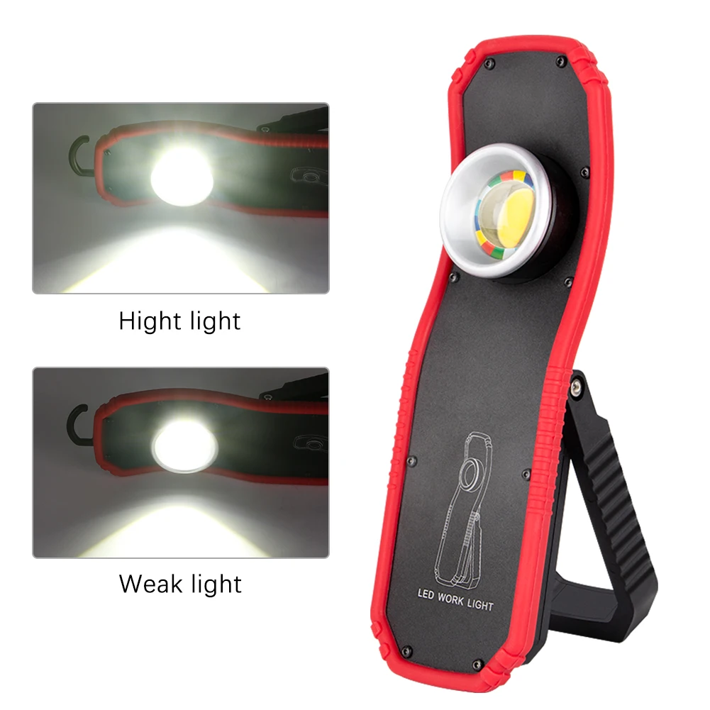 Portable LED COB Flashlight Torch USB Rechargeable Magnetic Lantern Camping Hanging Hook Lamp High-Low Modes Lighting Work Light