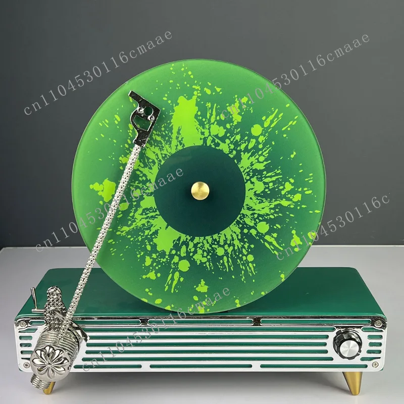 Modern music theme simulation vertical vinyl retro record player phonograph model room