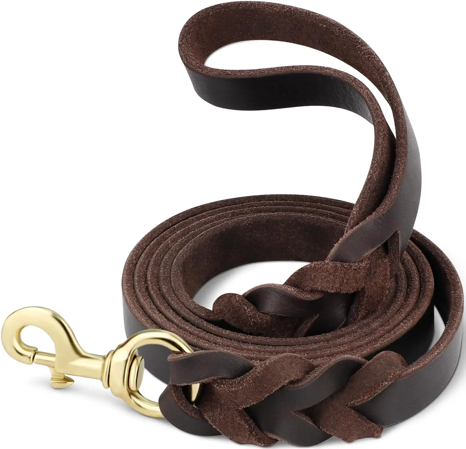 Leather Dog Leash, Heavy Duty Genuine Leather Braided Dog Leashes for Large Medium Small Dogs Shepherd Training and Walking