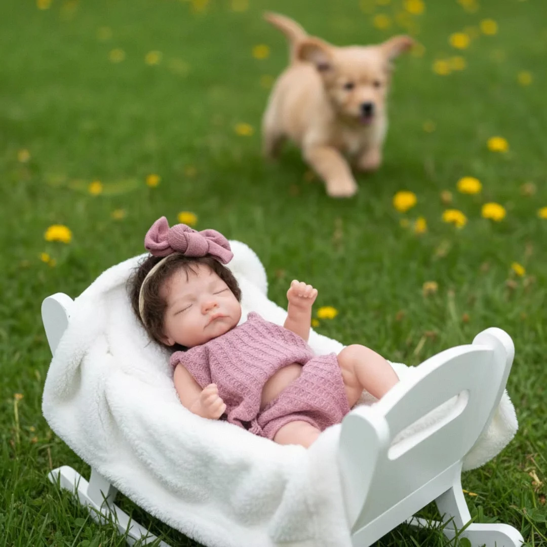 

Can Open Mouth 26cm Waterproof Solid Silicone Bebe Reborn Girl With Rooted Hair Soft Touch Lifelike Realistic Newborn Girl Doll