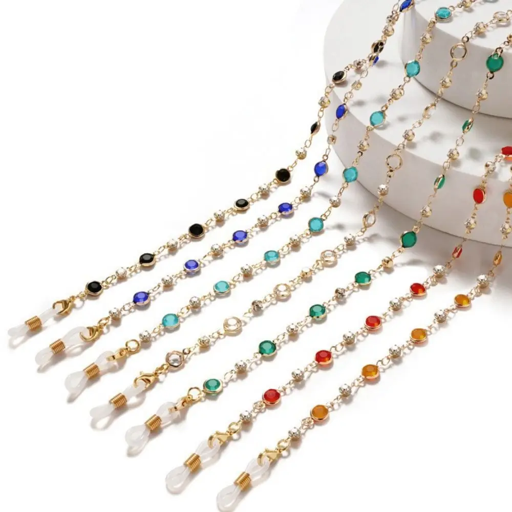 

Zircon Colorful Crystal Glasses Chain Beads Anti-Lost Sunglasses Chains Neck Strap Hanging Neck Eyeglass Chain Holder
