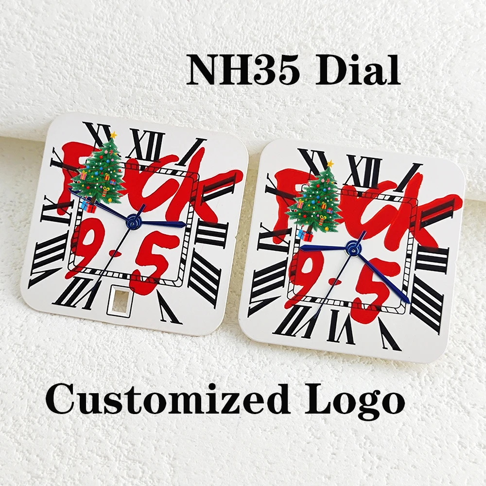 

27mm custom logo Roman square dial suitable for NH35 automatic movement 6 o'clock high-quality watch modification accessories