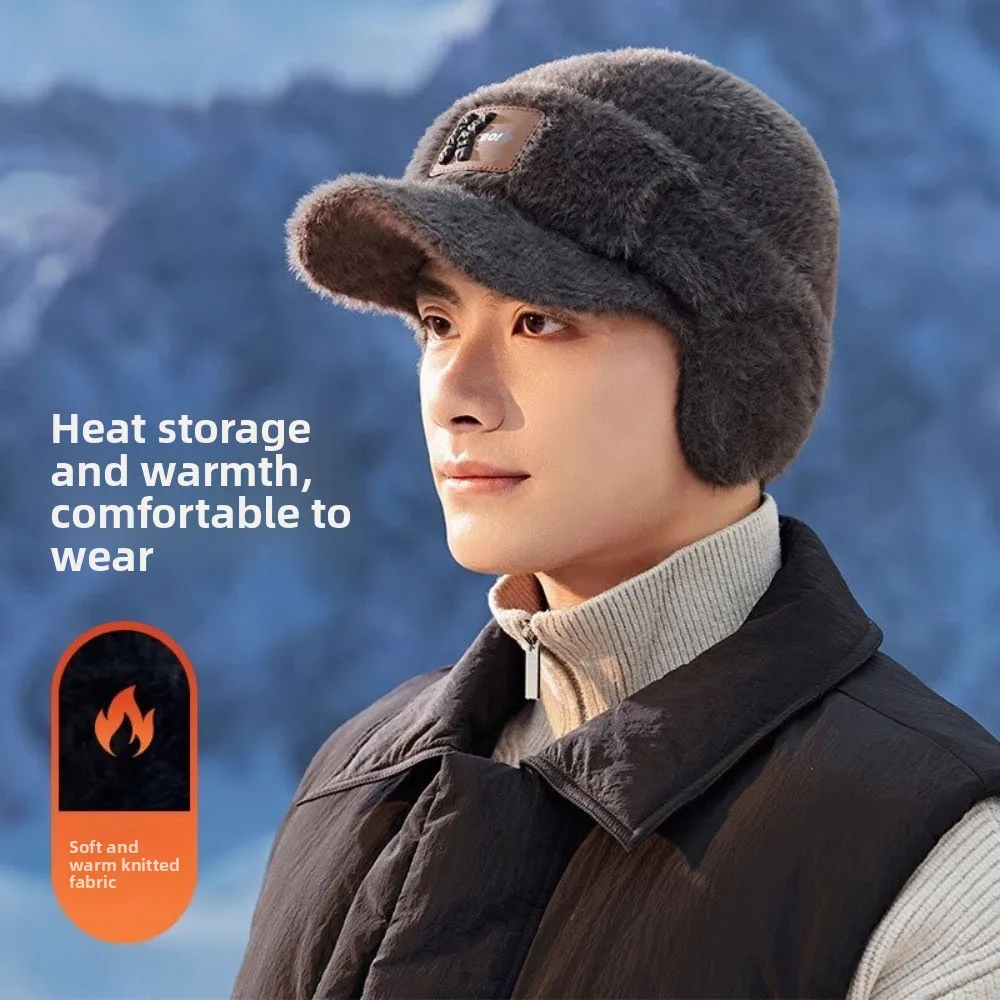 

Fashion Knit Baseball Cap Ear Protection Thickened Winter Warm Hat Keep Warm Thermal Knit Beanie for Men Women