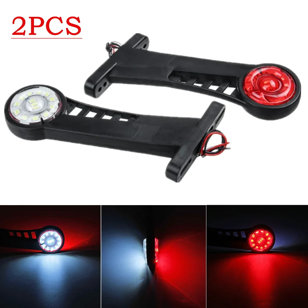 

2026 2PCS Trailer Lights Rear Pilots Trailer Truck Side Lights White Red LED Outline Side Marker Clearance Lamp for Van Lorry