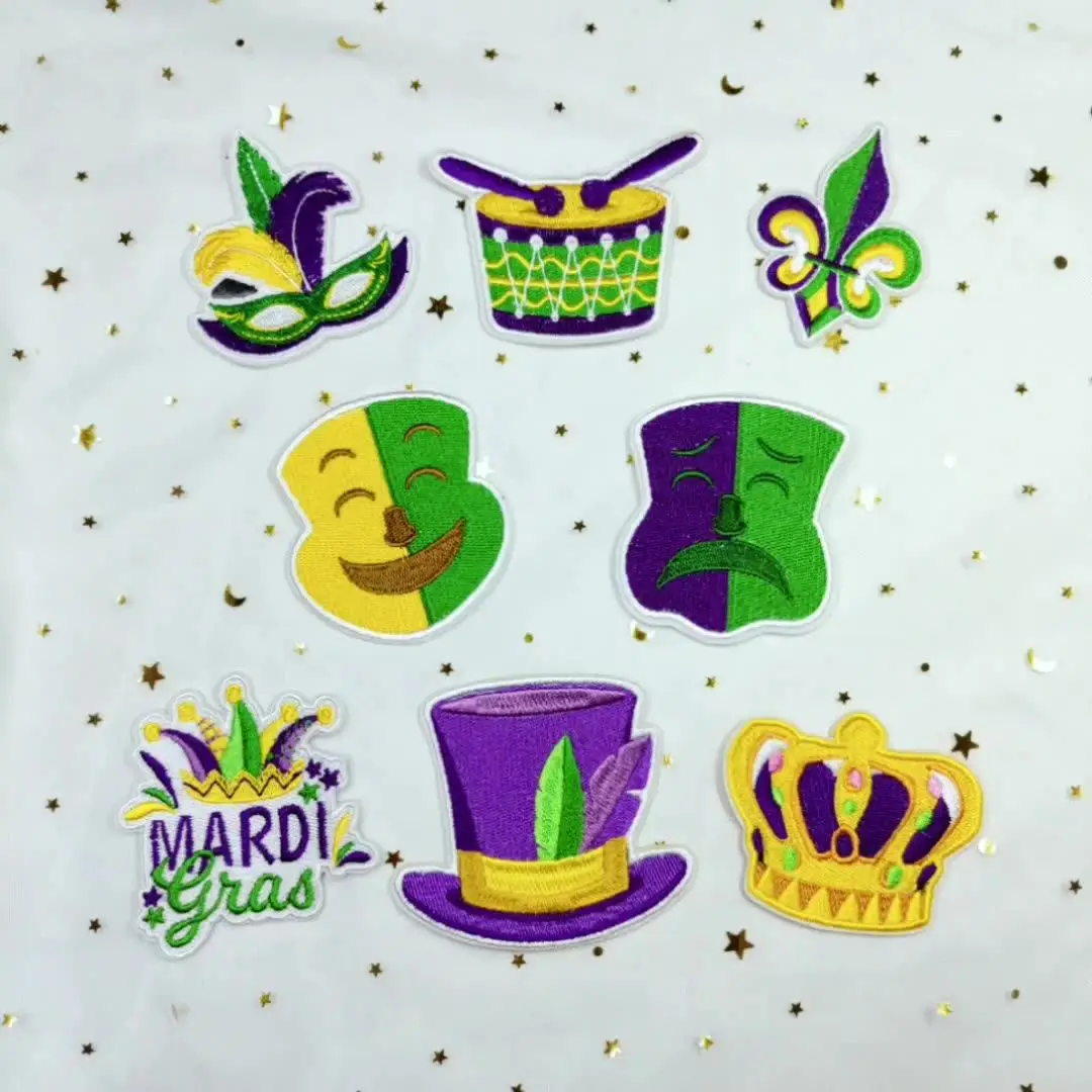 Parche bordado Mardi Gras – Termoadhesivo Nueva Orleans para chaleco - imagen 5