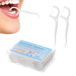 50 pçs/caixa fio dental fio redondo descartável dental flosser escova interdental higiene oral picareta palito de limpeza dos dentes